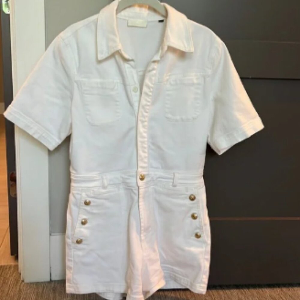 7 For All Mankind Women’s White Denim Romper